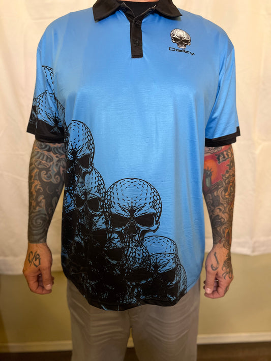 Deity Skull Stack Polo Blue